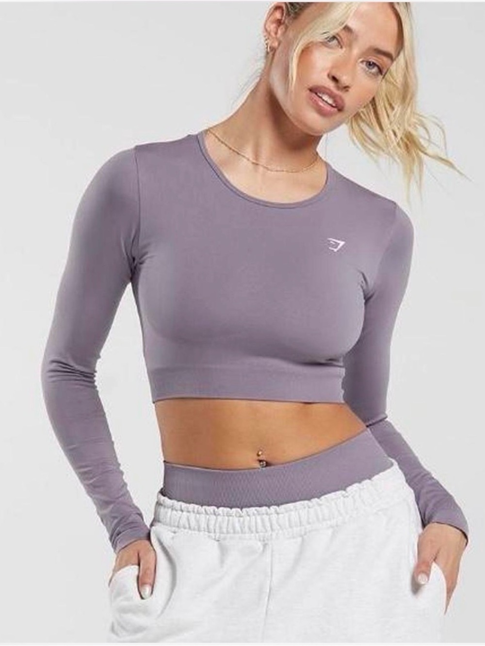 Gymshark Women’s Long Sleeve Crop Top in Lavender